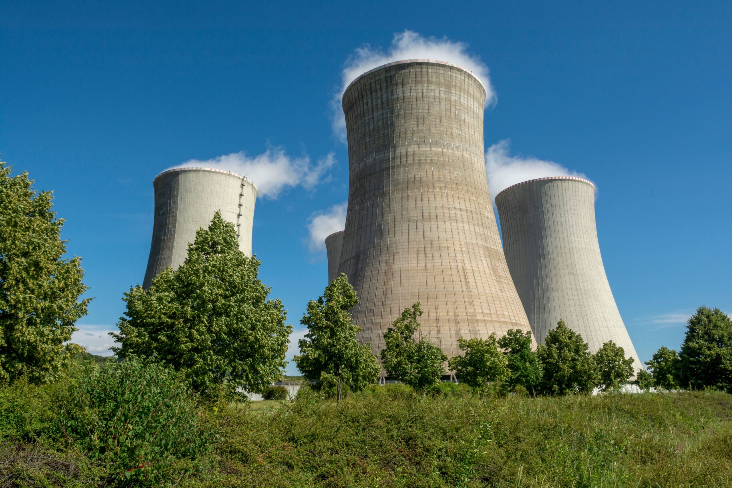 A closeup shot of a nuclear power plant