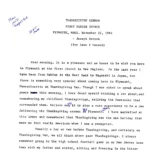 Joseph Gerson’s Thanksgiving Day Sermon, Plymouth, Ma. 1984