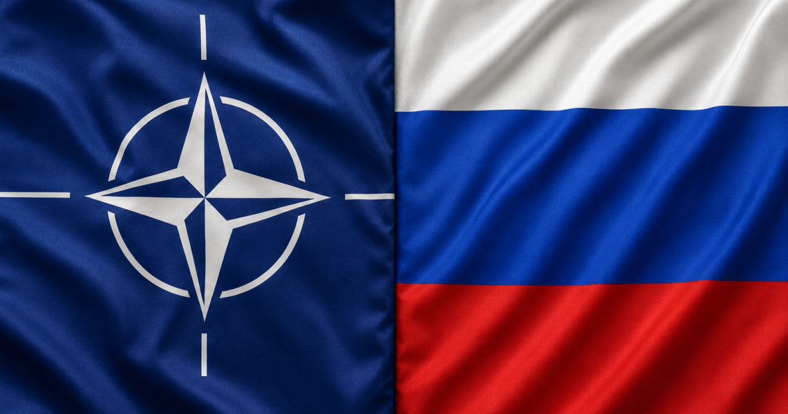 NATO and Russia flag