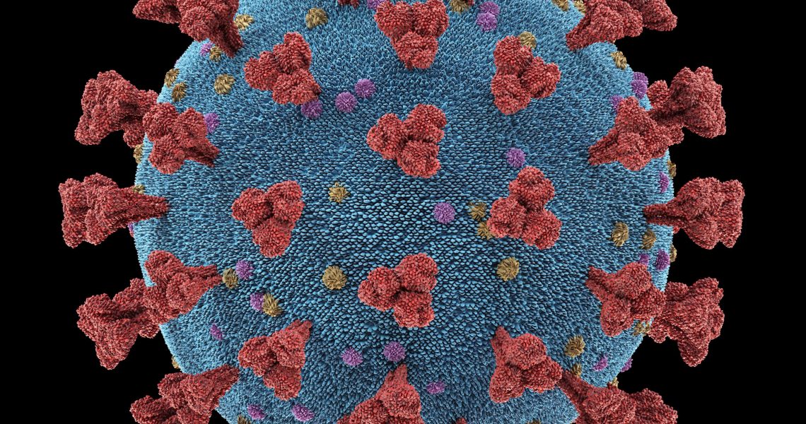 Coronavirus, group of viruses that cause diseases in mammals and birds. In humans, the virus causes respiratory infections. 3D illustration, conceptual image with clipping path included.