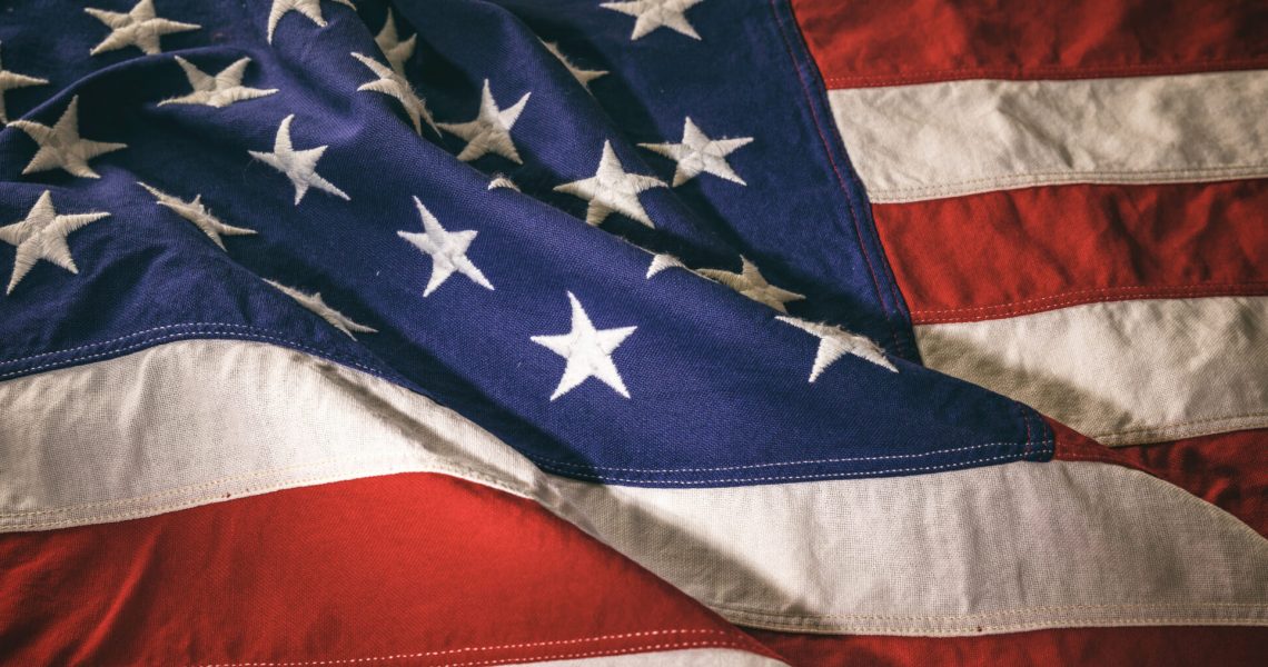 USA flag close up.